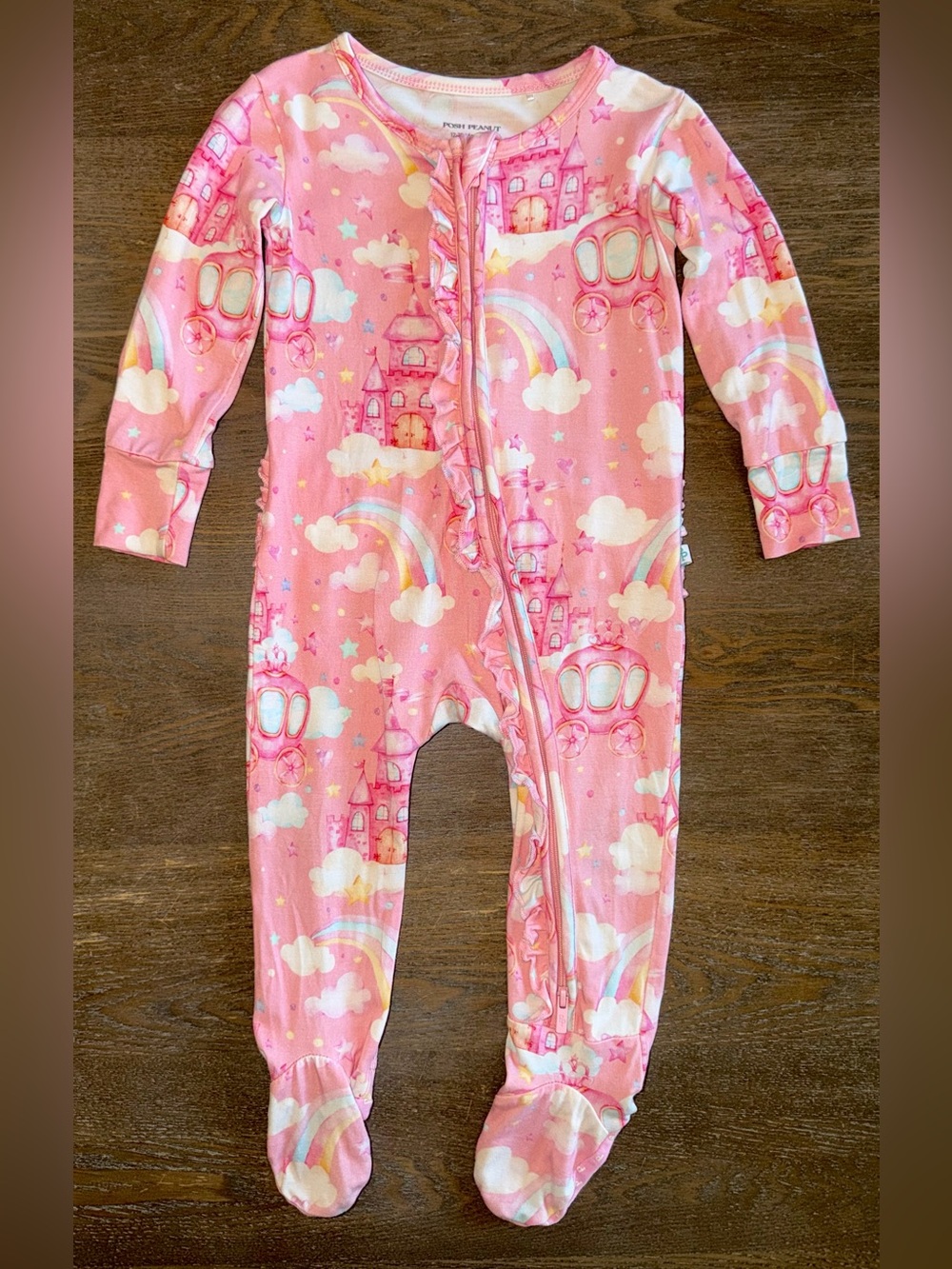 Posh Peanut Castles Ruffle Zip Footie size 12-18 mo